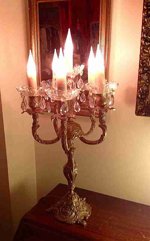 spectacular 19th century converted table chandelier bronze and crystal