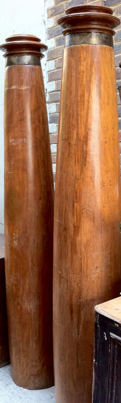 pair imposing art deco columns satinwood
