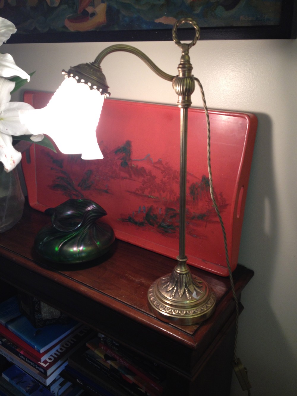 1900's notary adjustable desk lamp in bronze