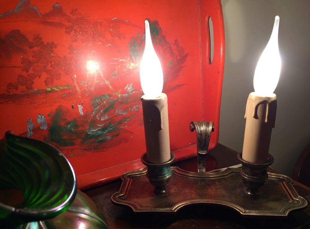 1800 dual light table lamp veilleuse bronze