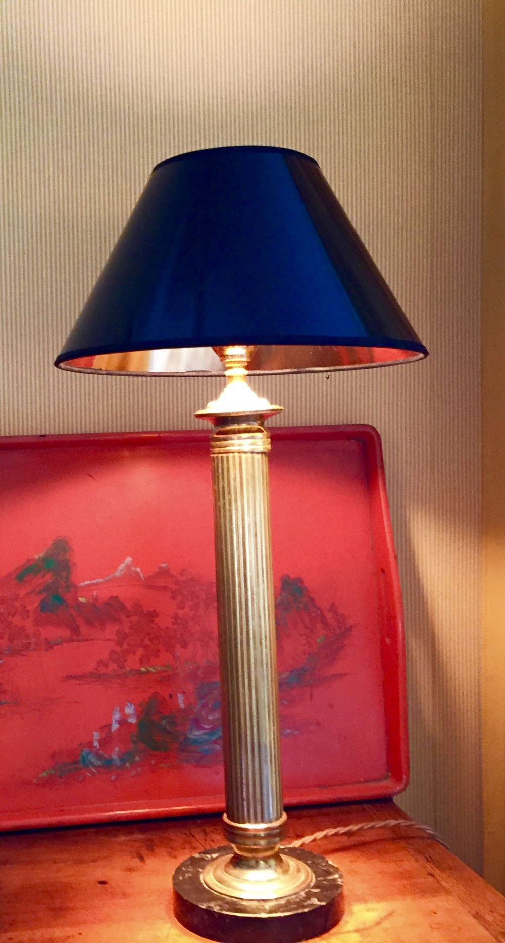 desk lamp classic french column brass on granit