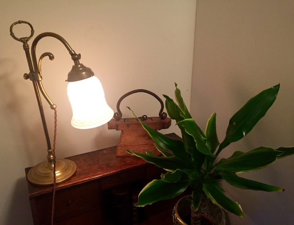 edwardian adjustable desk lamp brass and porcelain