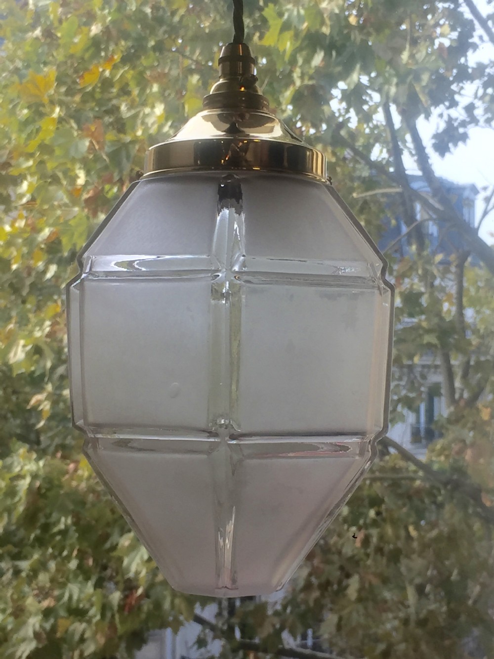 art deco lantern frosted glass