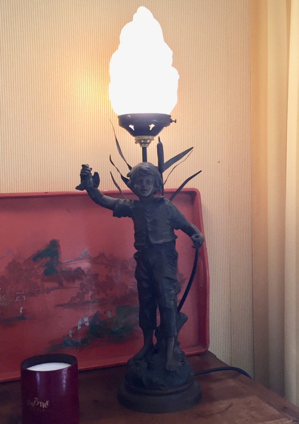 19th century table lamp sculpture signed moreau