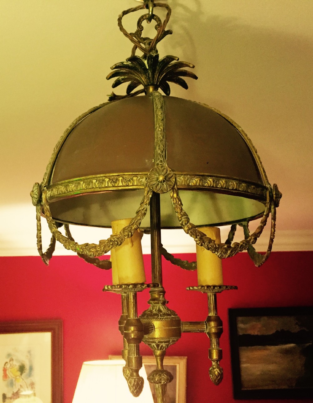impressive napoleon iii three branch dome chandelier bronze