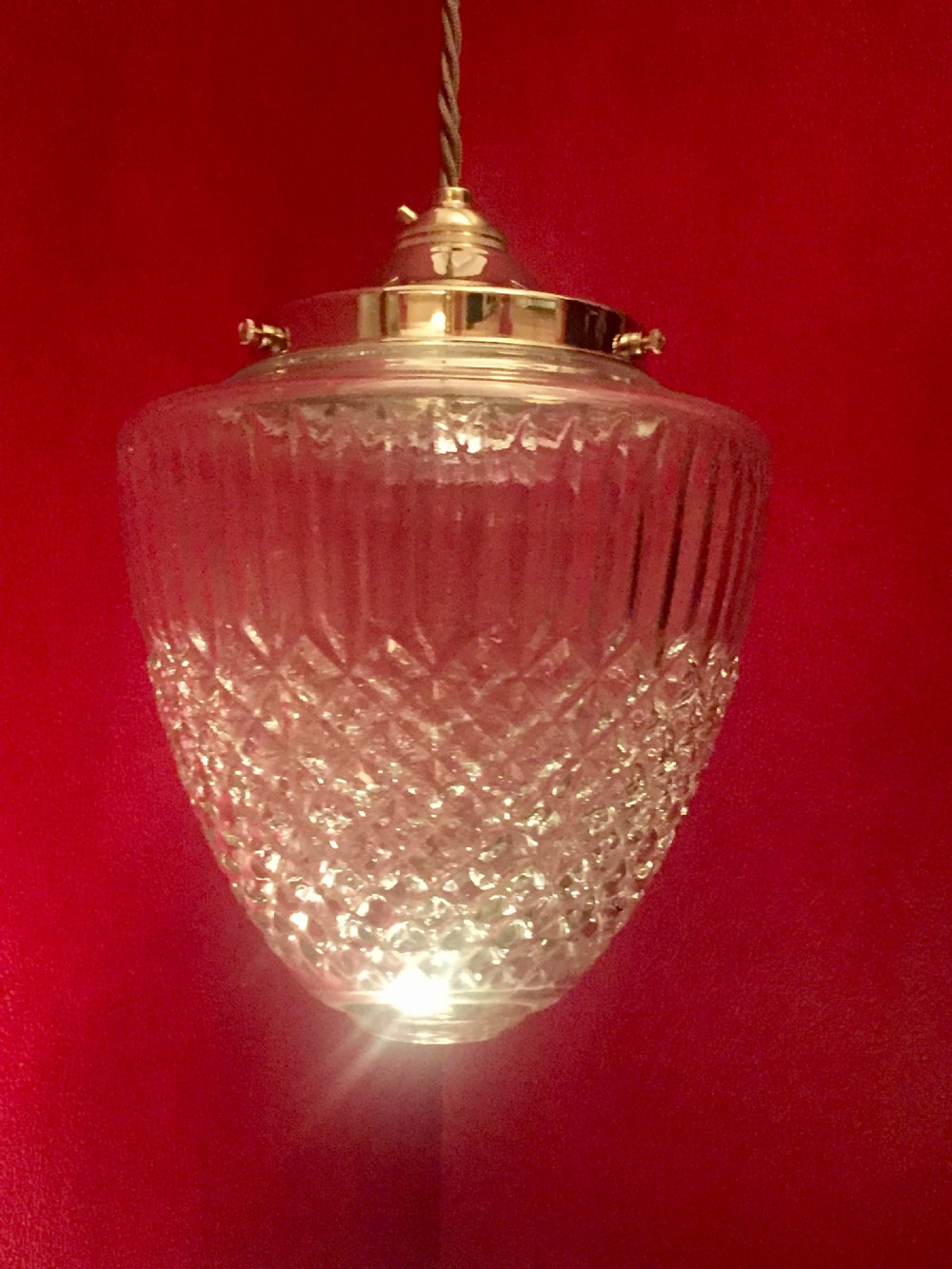 large edwardian lantern hobnail and brass