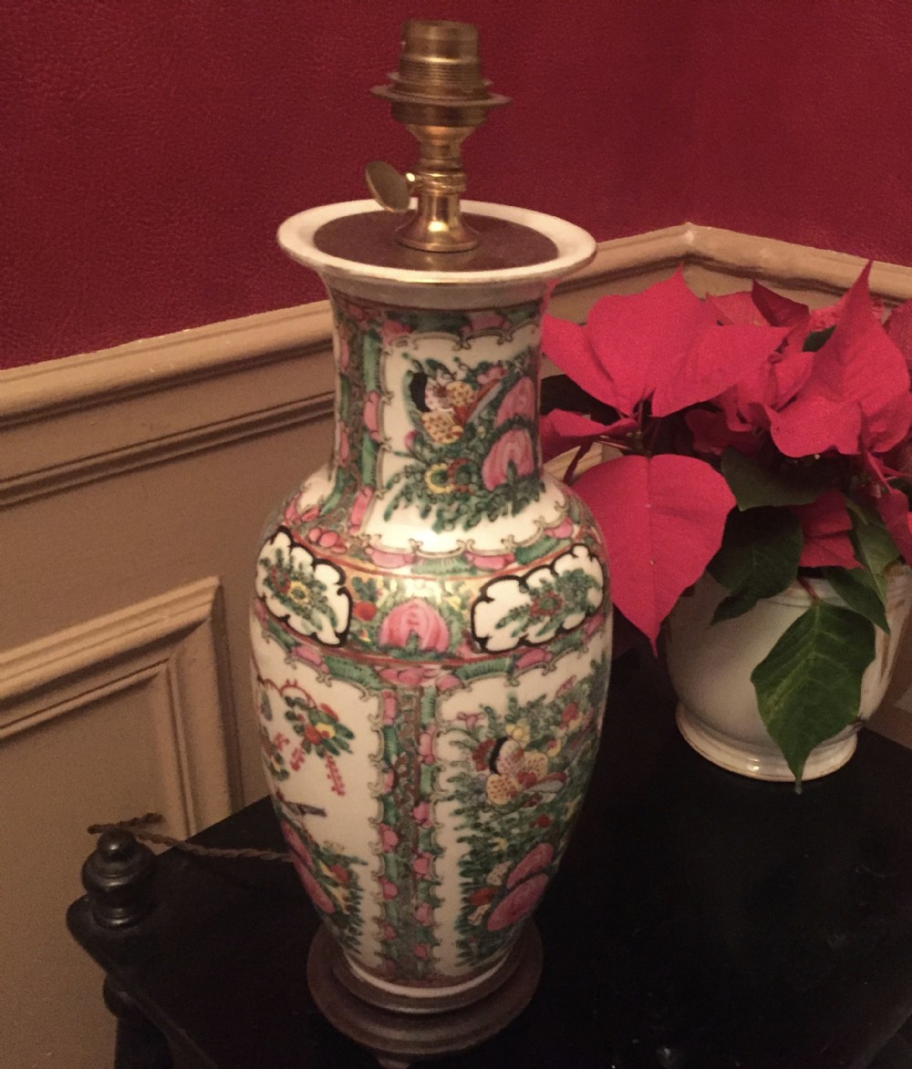 famille rose table lamp faience