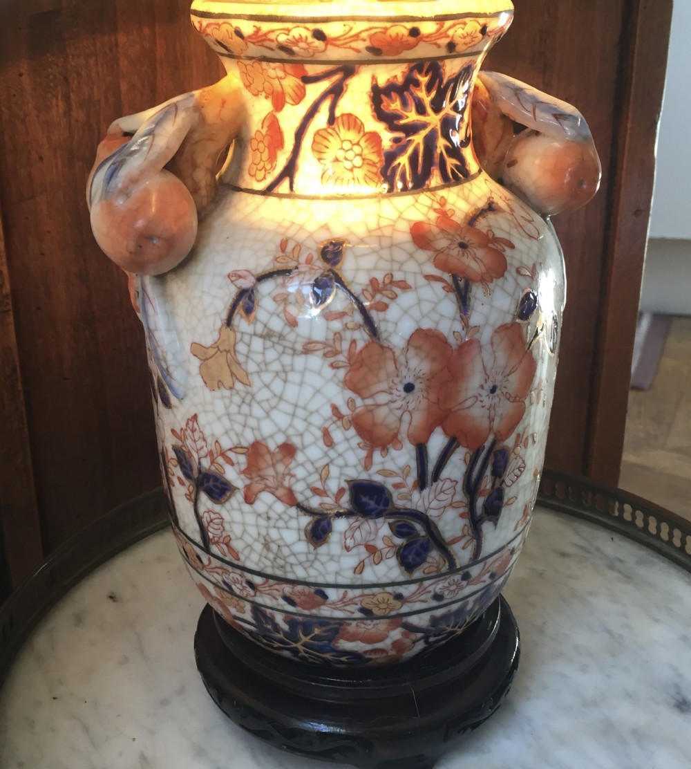 fine enamelled edwardian oriental table lamp