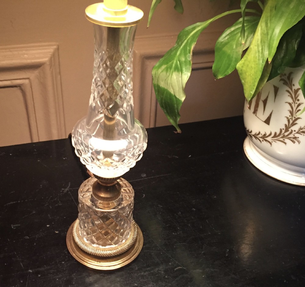 1920 crystal and brass boudoir lamp