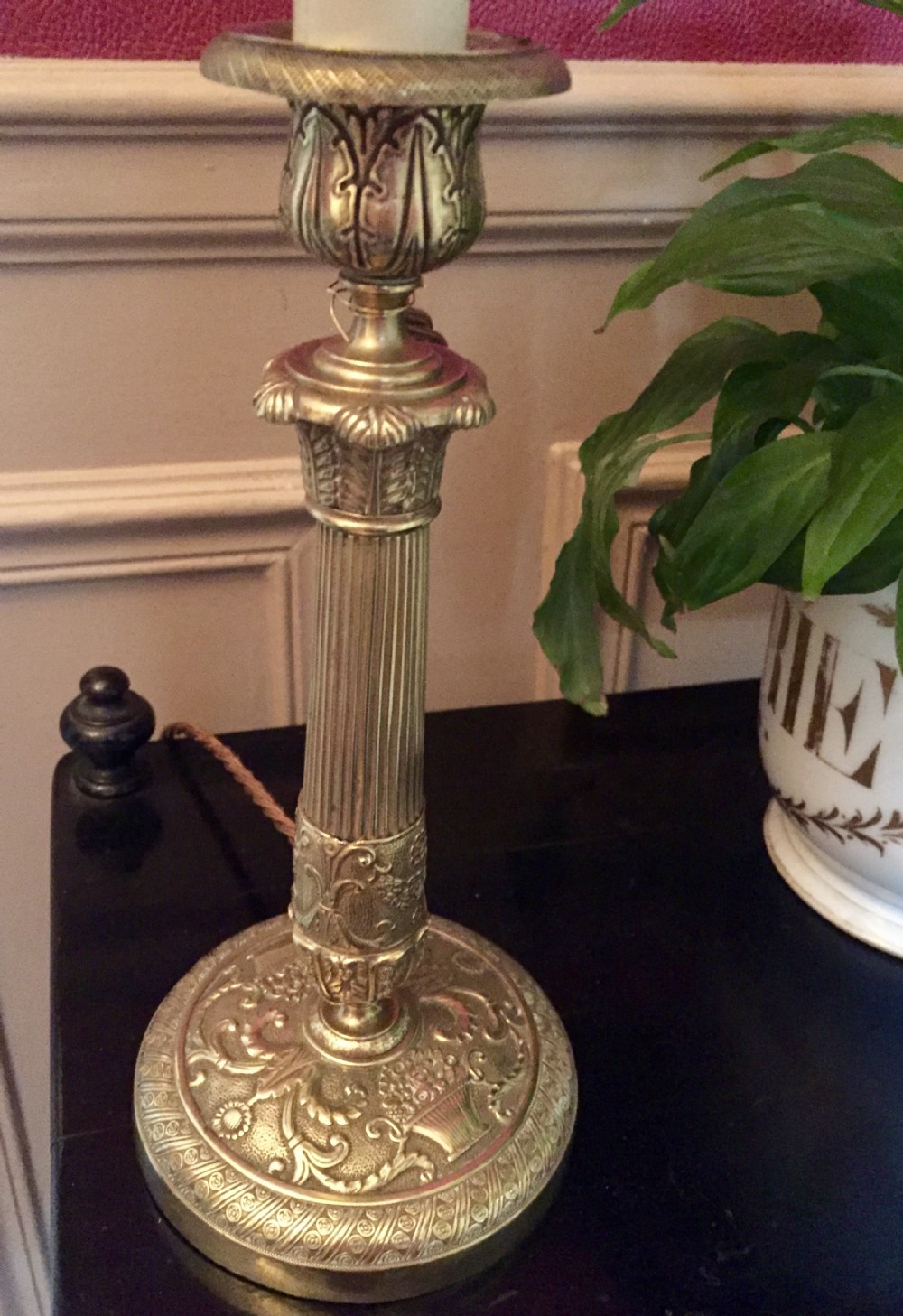 art nouveau candlestick lamp bronze french
