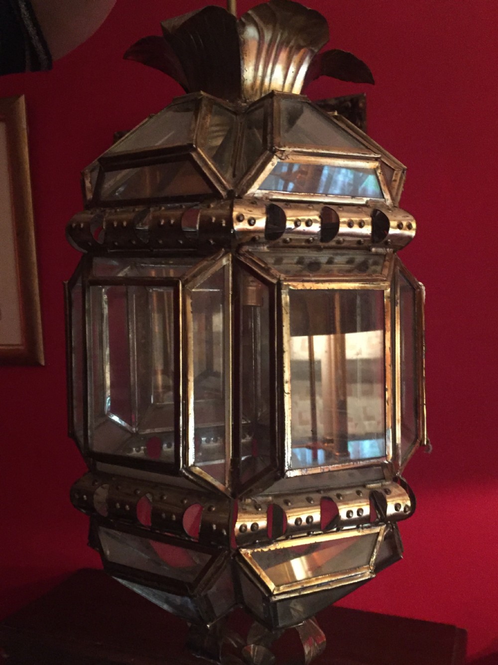 versailles hall lantern gilt brass and bevelled glass