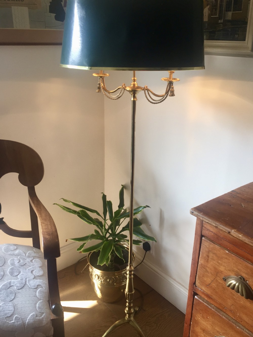 classic empire style standard lamp brass