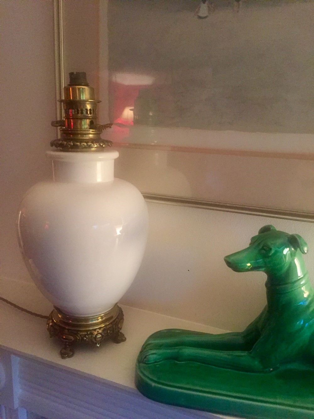 impressive table lamp faience and brass